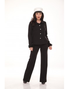 Compleu negru cu pene naturale